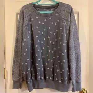 🆓📦 Aerie Dusty Blue Distressed Paisley Print Sweatshirt